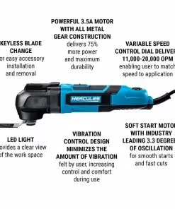 HERCULES 3.5 Amp Variable Speed Oscillating Multi-Tool -Cheap Hercules Store 56214 W2