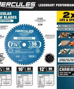 HERCULES 12 in., 96T Laminate/Plastics/Non-Ferrous Metal Cutting Miter Saw Blade -Cheap Hercules Store 56331 W2SS