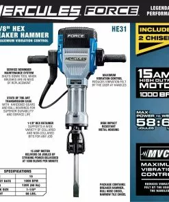 HERCULES 15 Amp 66 Lb. 1-1/8 in. Hex Breaker Hammer with Maximum Vibration Control -Cheap Hercules Store 56407 W2SS
