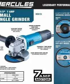 HERCULES 7 Amp 4-1/2 in. Slide Switch Angle Grinder -Cheap Hercules Store 56435 W2SS