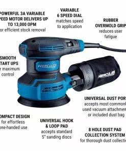 HERCULES 3 Amp 5 in. Random Orbital Palm Sander with Soft Start 15 HERCULES 3 Amp 5 in. Random Orbital Palm Sander with Soft Start -Cheap Hercules Store 56458 W2