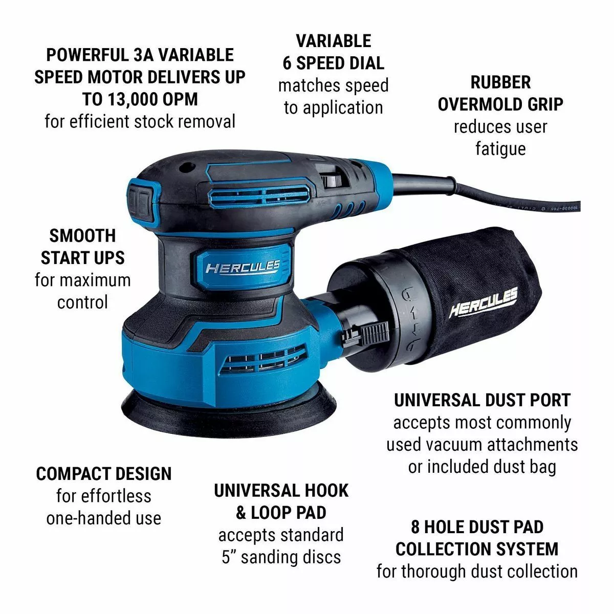 HERCULES 3 Amp 5 in. Random Orbital Palm Sander with Soft Start 5 HERCULES 3 Amp 5 in. Random Orbital Palm Sander with Soft Start - Image 3