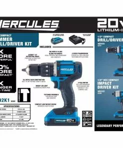 HERCULES 20V Cordless 1/2 in. Compact Variable Speed Hammer Drill/Driver - Tool Only 24 HERCULES 20V Cordless 1/2 in. Compact Variable Speed Hammer Drill/Driver - Tool Only -Cheap Hercules Store 56533 W9 1