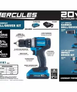 HERCULES 20V Cordless 1/2 in. Compact Drill/Driver - Tool Only -Cheap Hercules Store 56534 W9 1