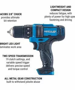 HERCULES 12V Cordless 3/8 in. Compact Drill/Driver - Tool Only -Cheap Hercules Store 56563 W2