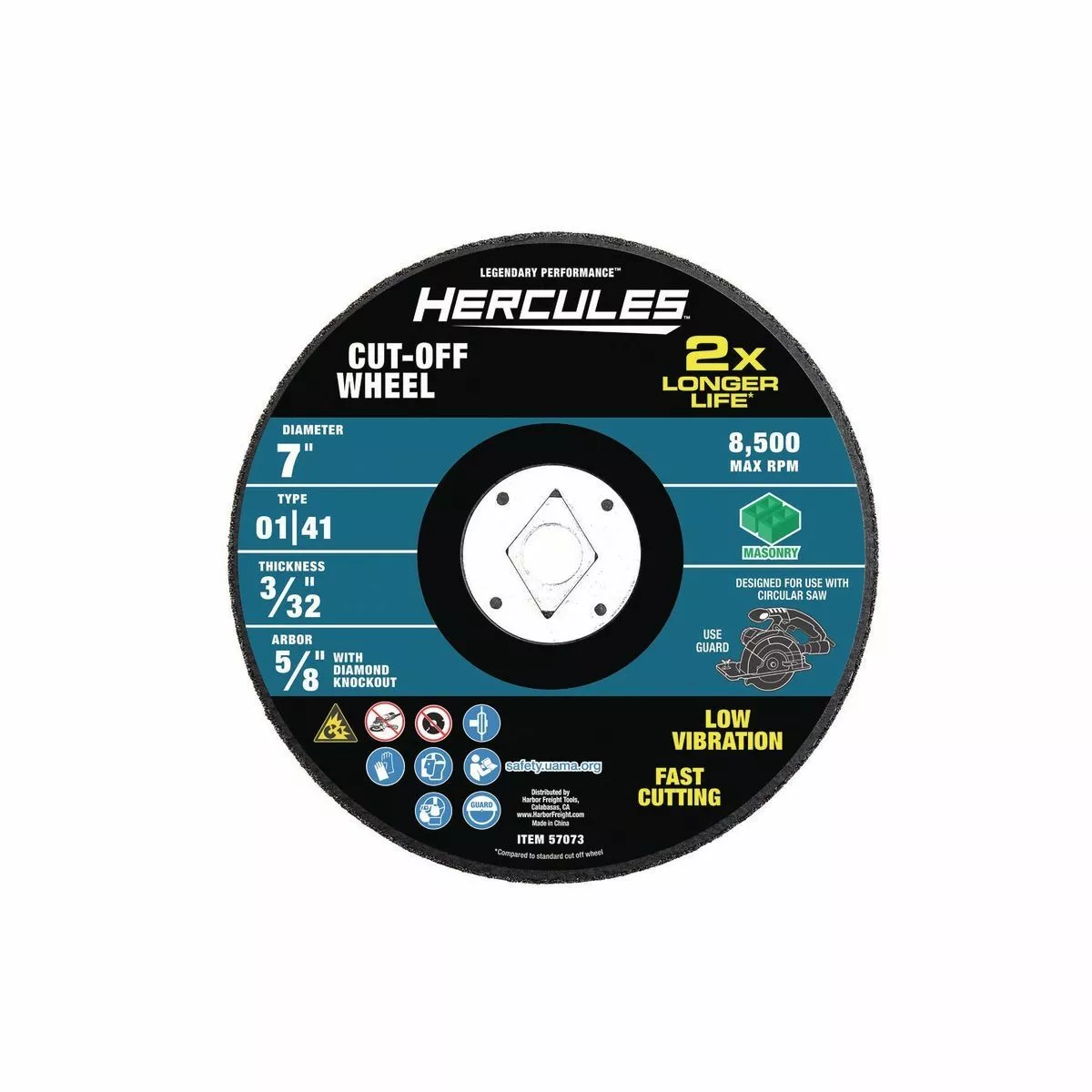HERCULES 7 in. x 3/32 in. x 5/8 in. Type 01/41 Masonry Cut-off Wheel 3 HERCULES 7 in. x 3/32 in. x 5/8 in. Type 01/41 Masonry Cut-off Wheel