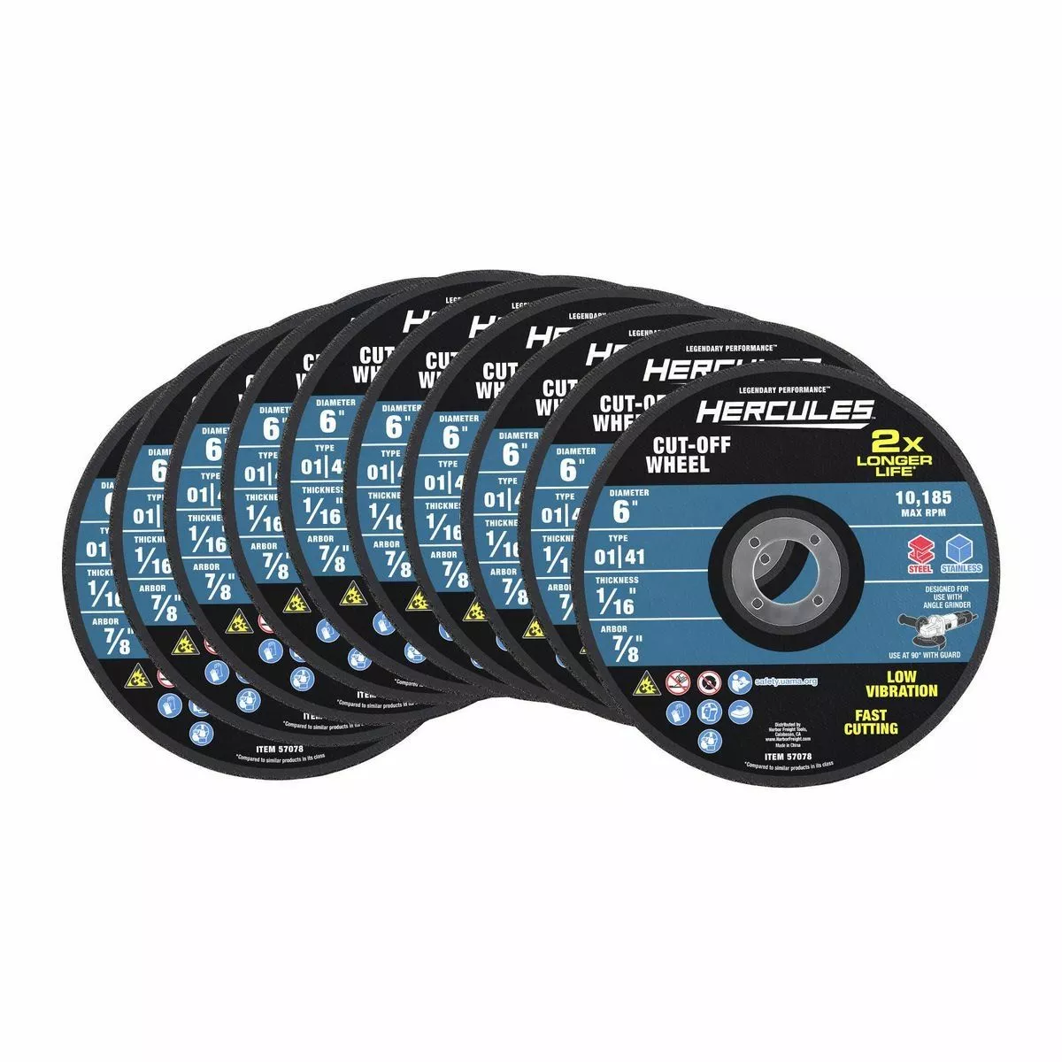 HERCULES 6 in. x 1/16 in. x 7/8 in. Type 01/41 Metal Cut-off Wheel 10 Pk. 4 HERCULES 6 in. x 1/16 in. x 7/8 in. Type 01/41 Metal Cut-off Wheel 10 Pk. - Image 2