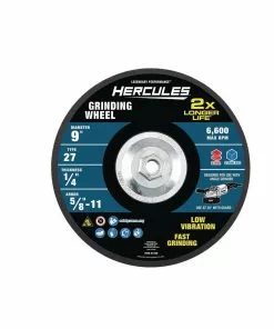 HERCULES 9 in. x 1/4 in. x 5/8-11 in. Type 27 Metal Grinding Wheel