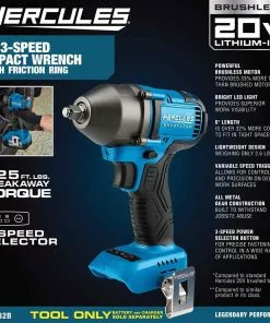 HERCULES 20V Brushless Cordless 3/8 in. Compact 3-Speed Impact Wrench – Tool Only -Cheap Hercules Store 57564 W2SS