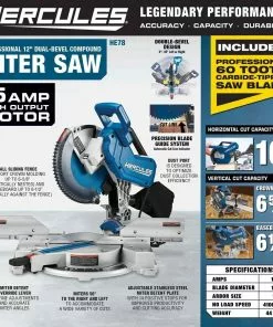 HERCULES 12 in. Dual-Bevel Compound Miter Saw with Precision LED Shadow Guide -Cheap Hercules Store 57675 W2SS 1