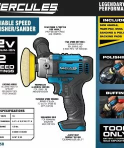 HERCULES 12V Cordless Variable Speed Polisher/Sander - Tool Only -Cheap Hercules Store 57735 W2SS