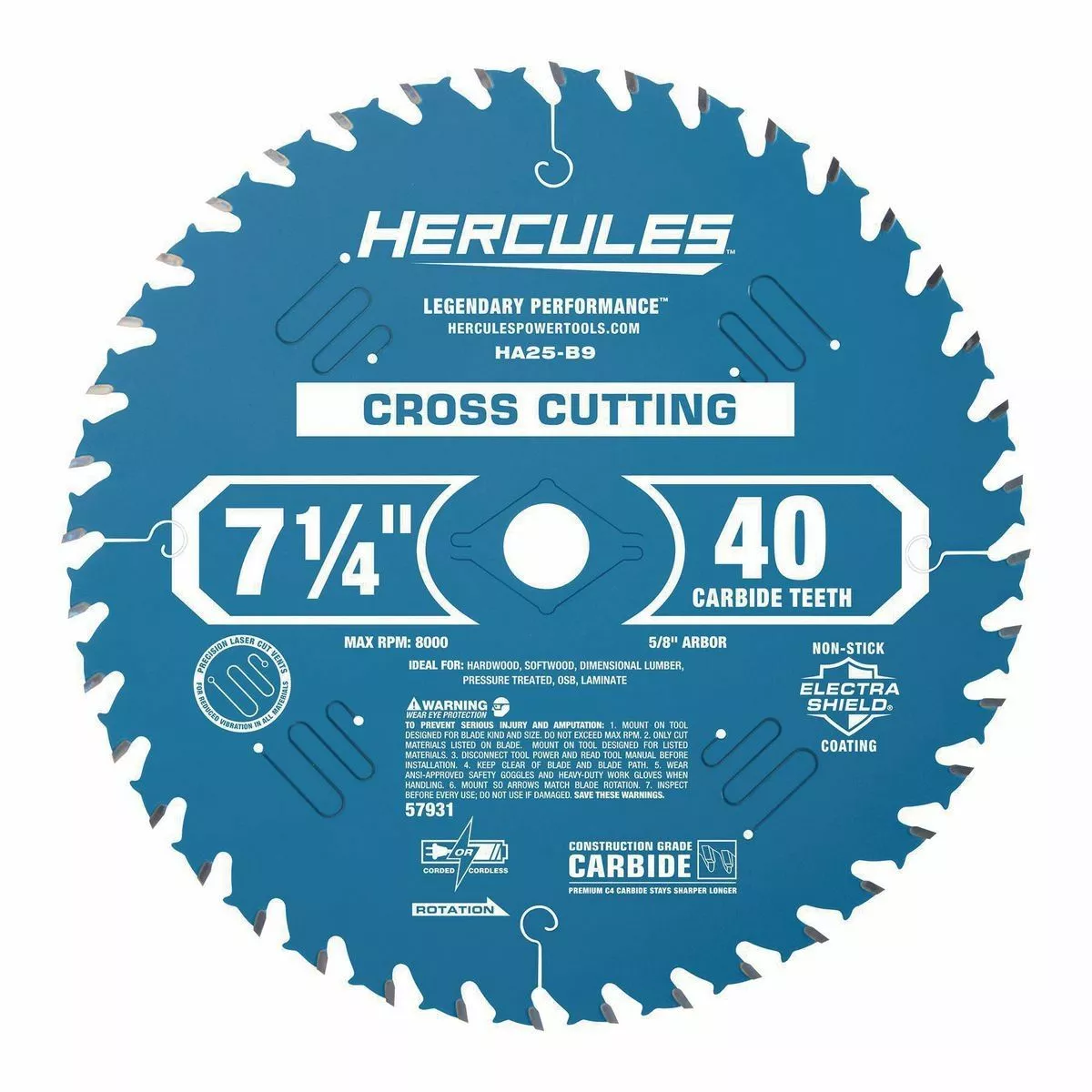 HERCULES 7-1/4 in. , 40T Cross Cutting Circular Saw Blade 3 HERCULES 7-1/4 in. , 40T Cross Cutting Circular Saw Blade
