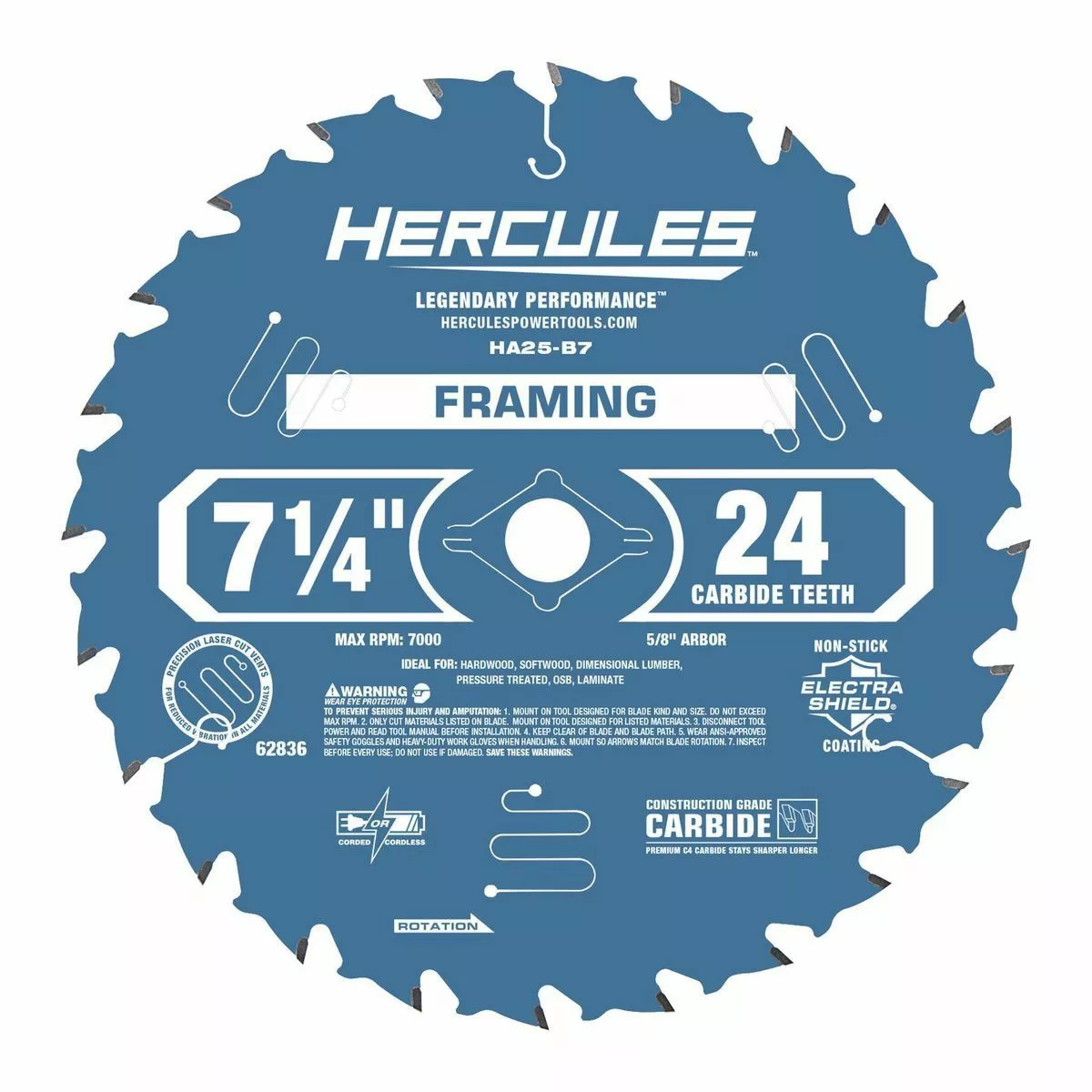 HERCULES 7-1/4 in., 24T Framing Circular Saw Blade 4 HERCULES 7-1/4 in., 24T Framing Circular Saw Blade - Image 2
