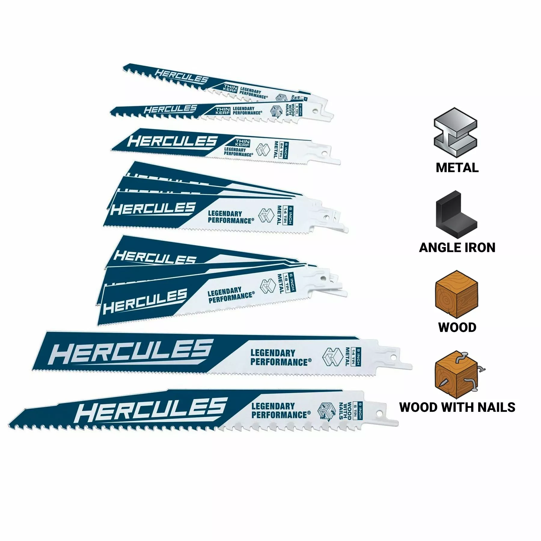 HERCULES Demo and Thin Kerf Reciprocating Saw Blade Set, 12 Pc. 4 HERCULES Demo and Thin Kerf Reciprocating Saw Blade Set, 12 Pc. - Image 2