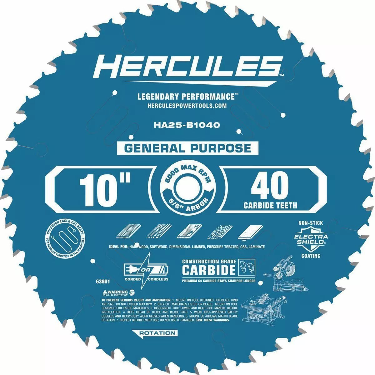 HERCULES 10 in., 40T General Purpose Miter and Table Saw Blade 3 HERCULES 10 in., 40T General Purpose Miter and Table Saw Blade
