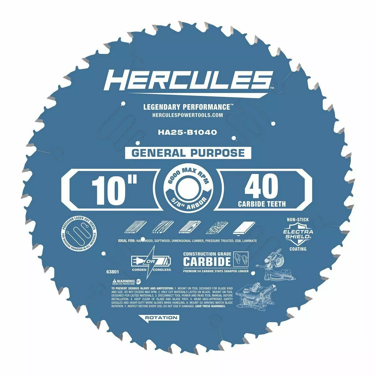HERCULES 10 in., 40T General Purpose Miter and Table Saw Blade 4 HERCULES 10 in., 40T General Purpose Miter and Table Saw Blade - Image 2