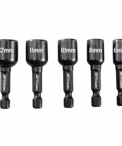 HERCULES 1-3/4 in. Impact Rated Magnetic Nut Setters Metric, 5 Pc.
