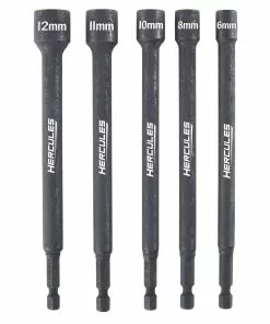 HERCULES 6 in. Impact Rated Magnetic Nut Setters Metric, 5 Pc.