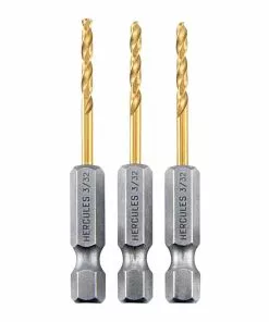 HERCULES 3/32 in. Impact Rated Hex Shank Titanium Drill Bit Set, 3 Piece