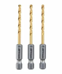 HERCULES 1/8 in. Impact Rated Hex Shank Titanium Drill Bit Set, 3 Piece