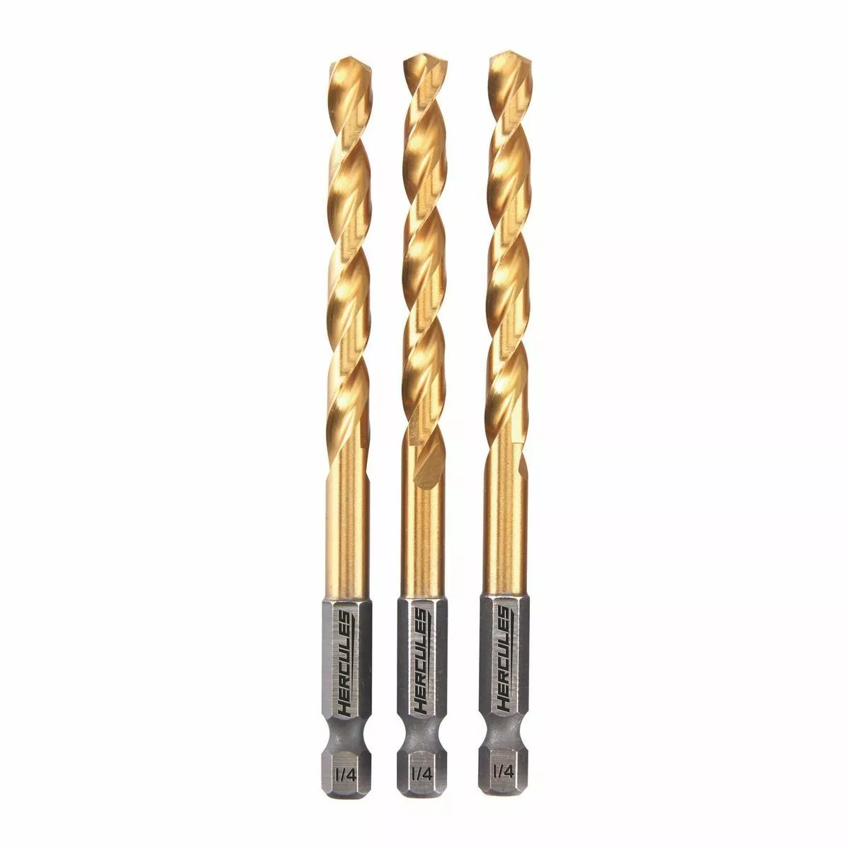 HERCULES 1/4 in. Impact Rated Hex Shank Titanium Drill Bit Set, 3 Piece 3 HERCULES 1/4 in. Impact Rated Hex Shank Titanium Drill Bit Set, 3 Piece