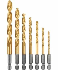 HERCULES Impact Rated Hex Shank Titanium Drill Bit Set, 7 Piece