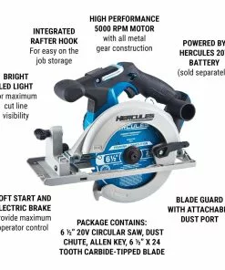 HERCULES 20V Cordless 6-1/2 in. Circular Saw - Tool Only -Cheap Hercules Store 64984 W2