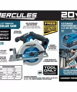 HERCULES 20V Cordless 6-1/2 in. Circular Saw - Tool Only -Cheap Hercules Store 64984 W2SS